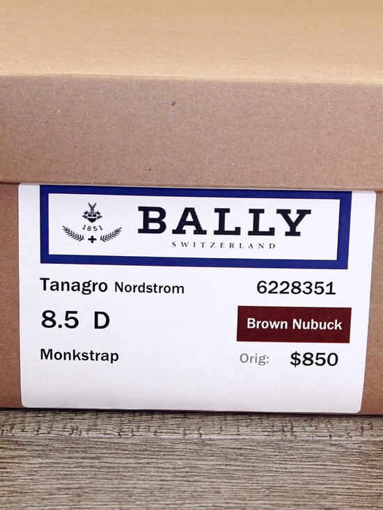 $850 BALLY Italy Tanagro Monkstrap 8.5 D Brown Nubuck Nordstrom * add $15 Trees main image 9
